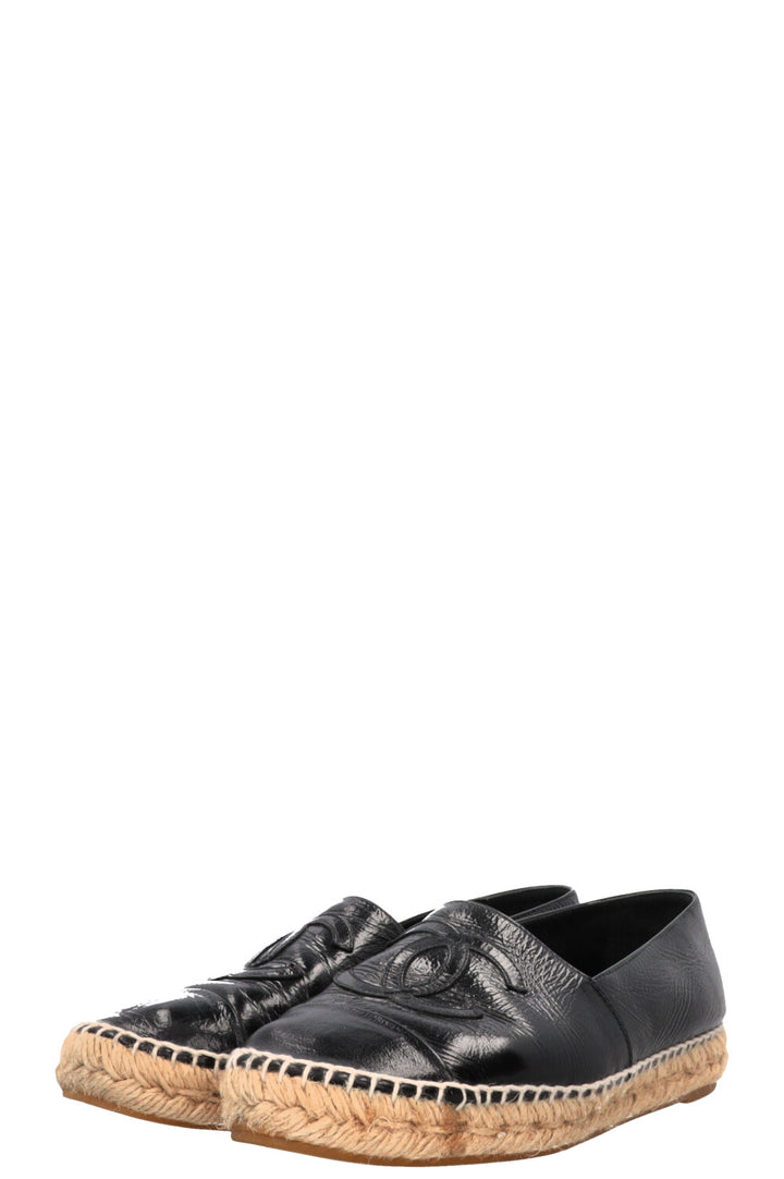 CHANEL Espadrilles Cuir Noir