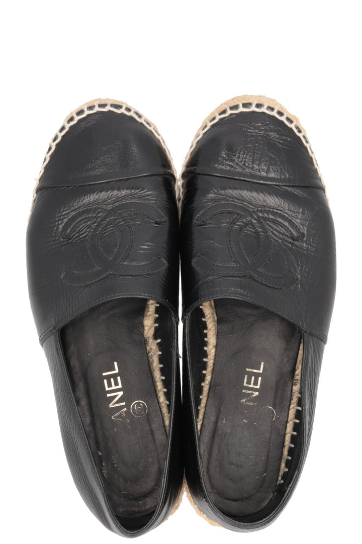 CHANEL Espadrilles Cuir Noir
