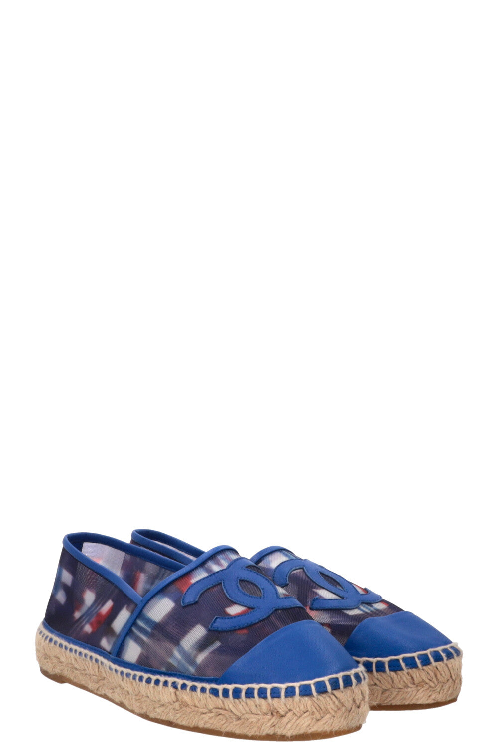 CHANEL Espadrilles Mesh Red Blue