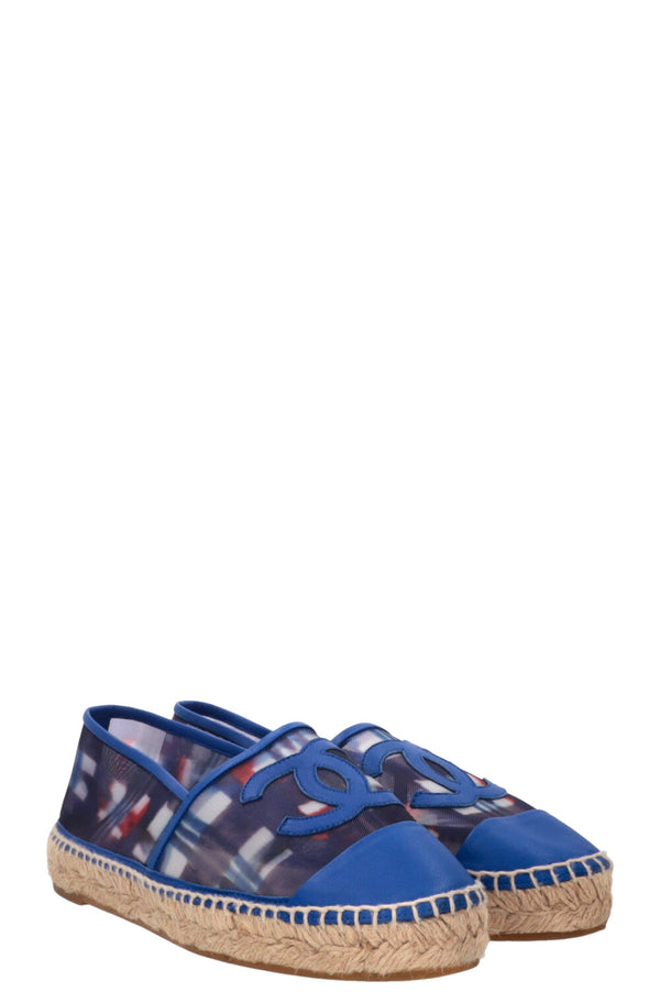 CHANEL Espadrilles Mesh Red Blue