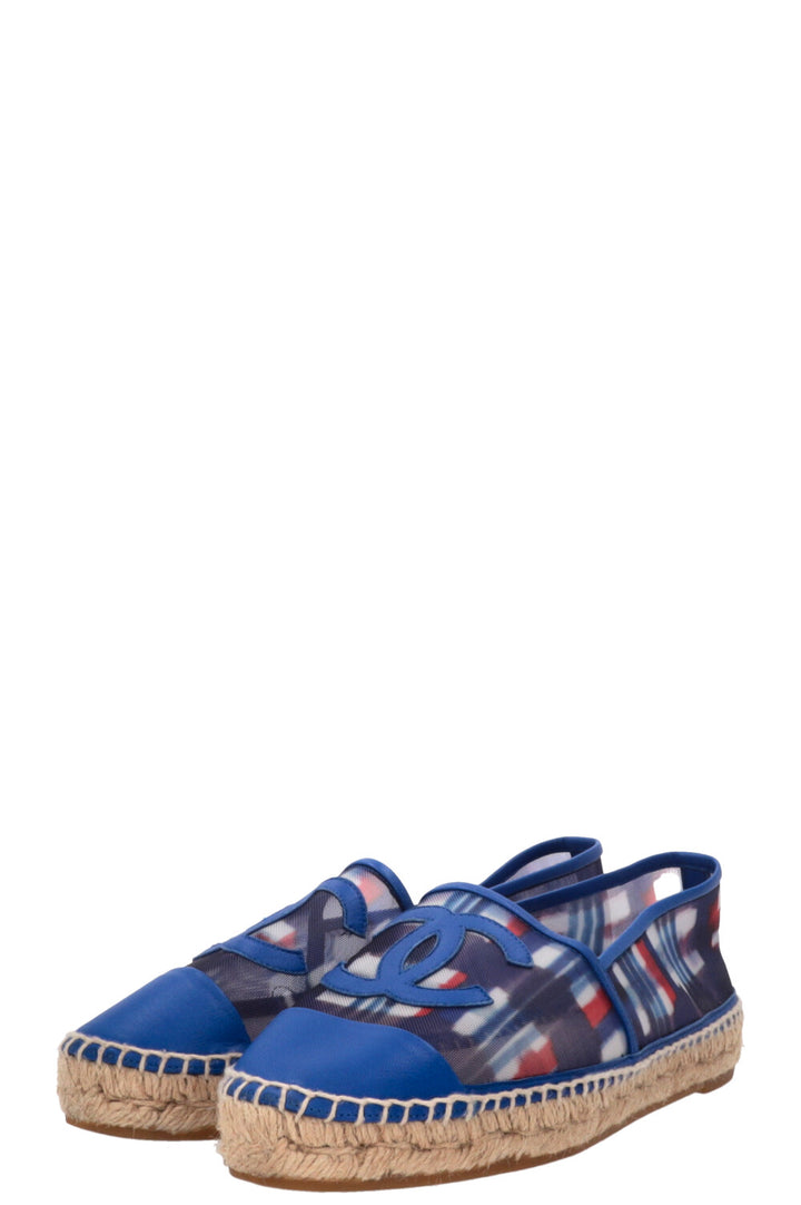 CHANEL Espadrilles Mesh Red Blue