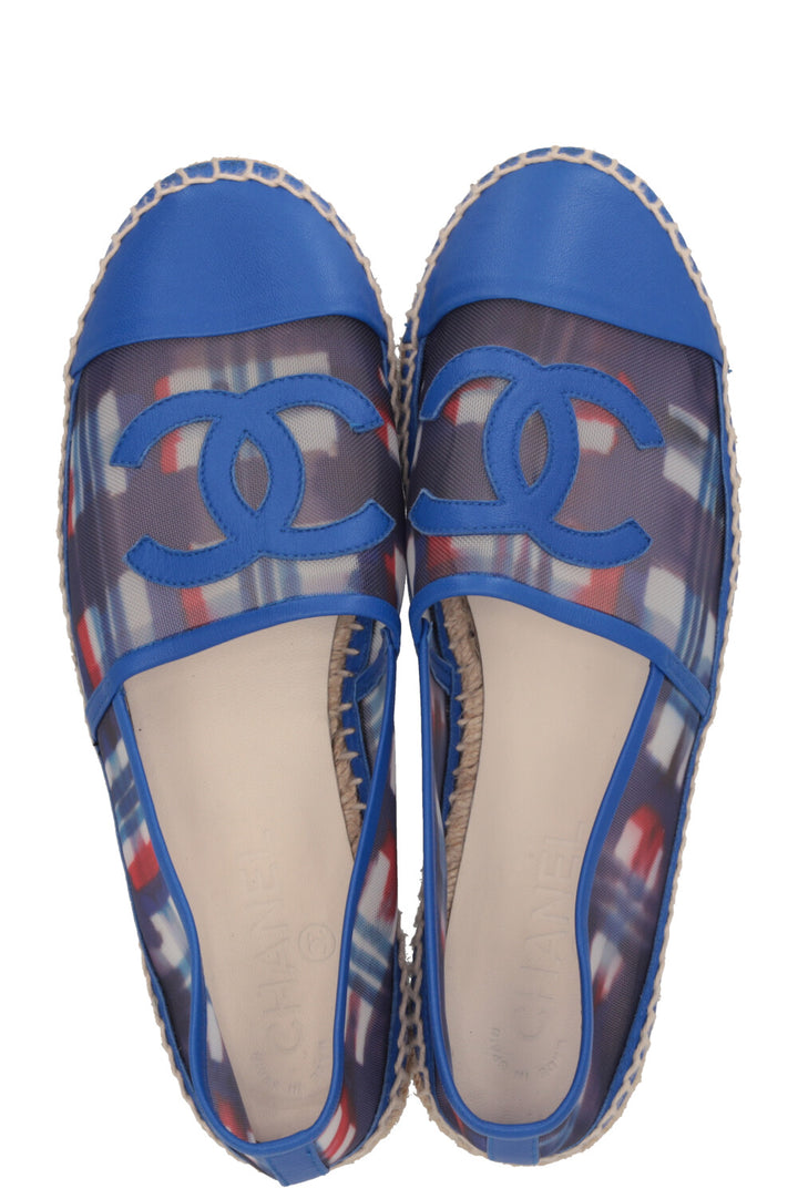 CHANEL Espadrilles Mesh Red Blue