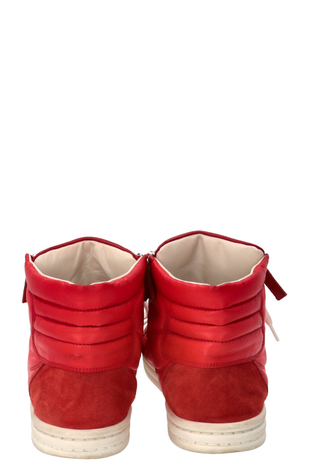CHANEL Faux Pearl CC High Top Sneaker Nylon Red