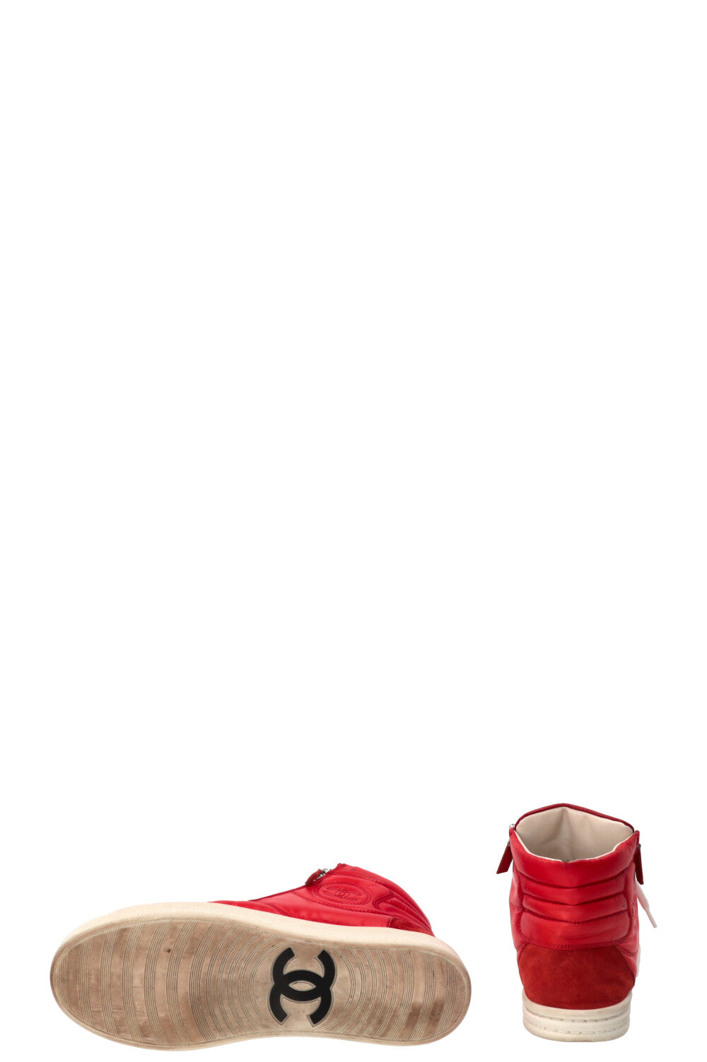 CHANEL Faux Pearl CC High Top Sneaker Nylon Red – REAWAKE