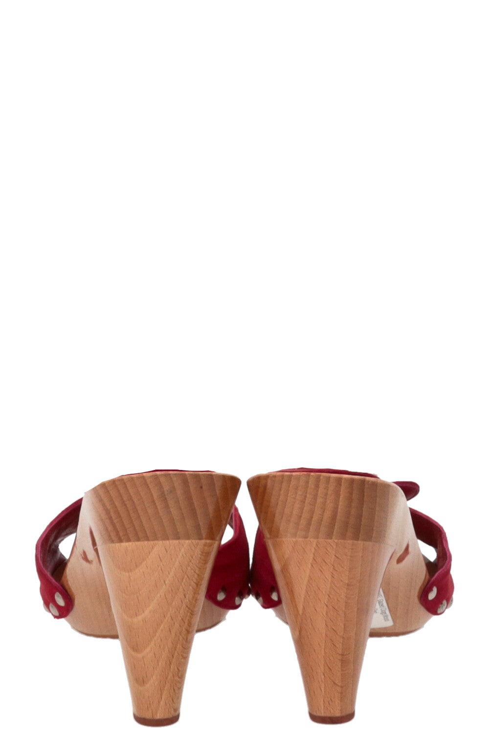 CHANEL Glazed Clogs Wood Suede Red