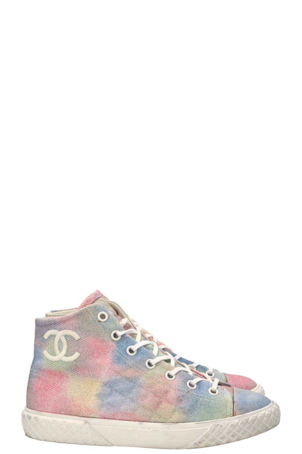 Baskets montantes CHANEL CC en tissu multicolore