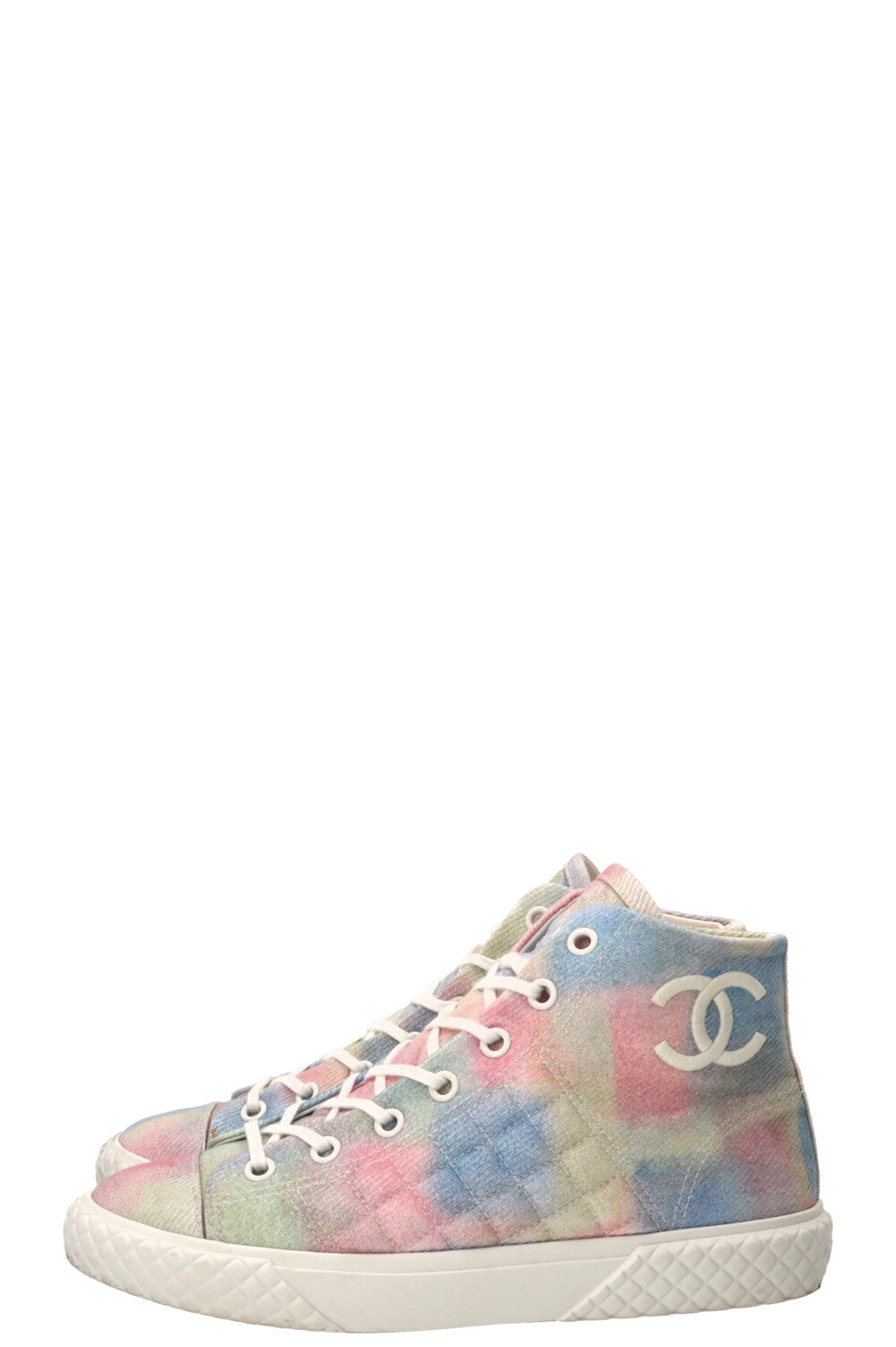 Baskets montantes CHANEL CC en tissu multicolore