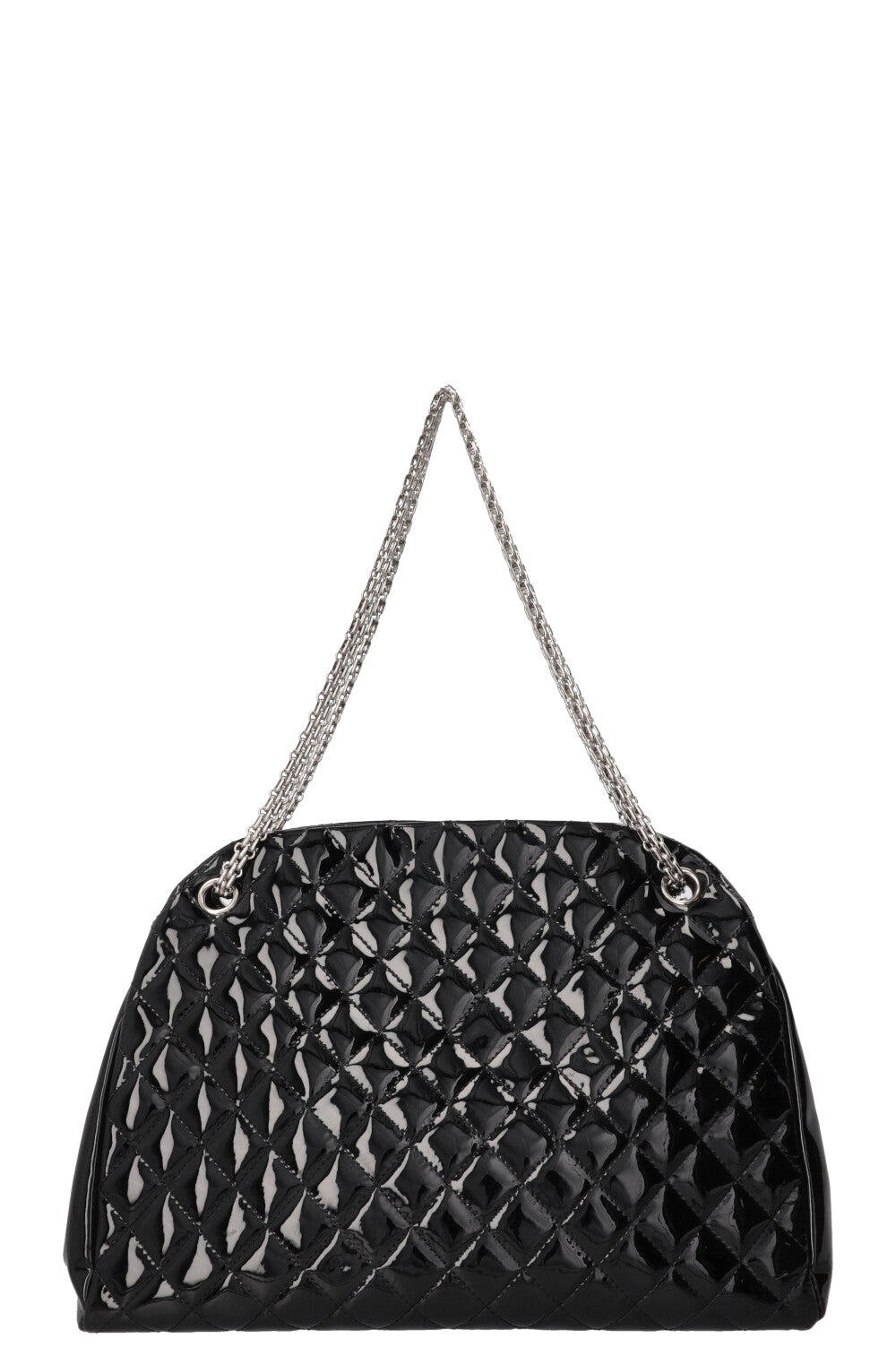 Sac bowling CHANEL Just Mademoiselle en cuir verni noir