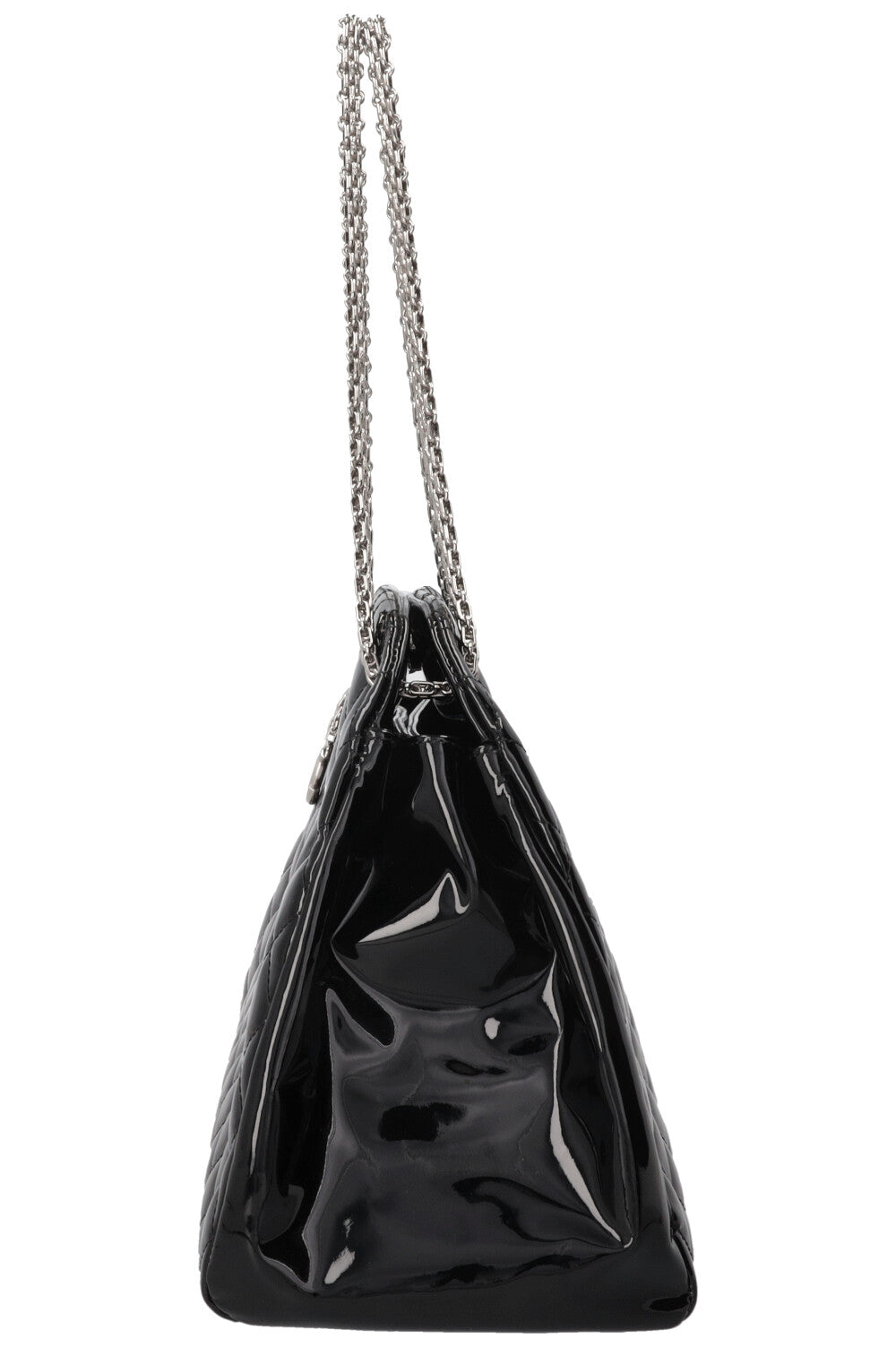 Sac bowling CHANEL Just Mademoiselle en cuir verni noir