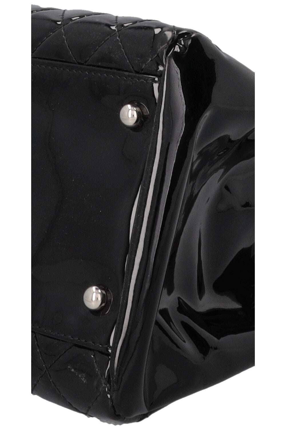Sac bowling CHANEL Just Mademoiselle en cuir verni noir