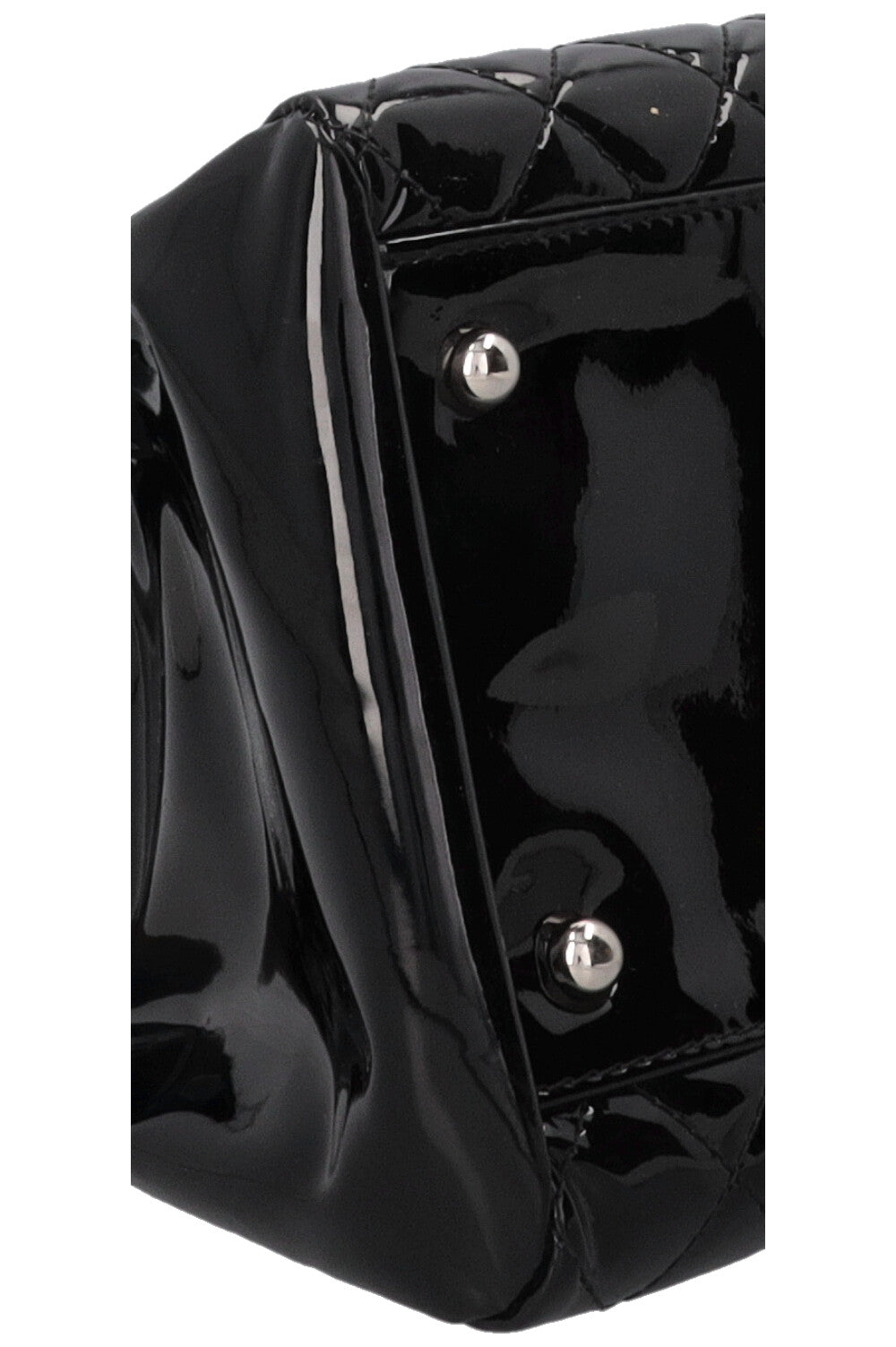 Sac bowling CHANEL Just Mademoiselle en cuir verni noir