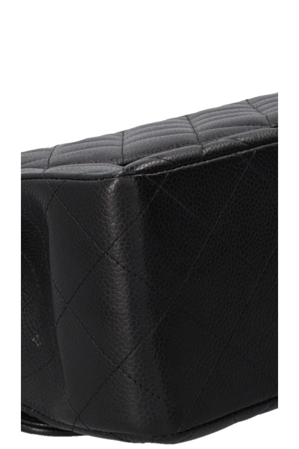 Sac à rabat doublé Chanel grand modèle en cuir caviar noir