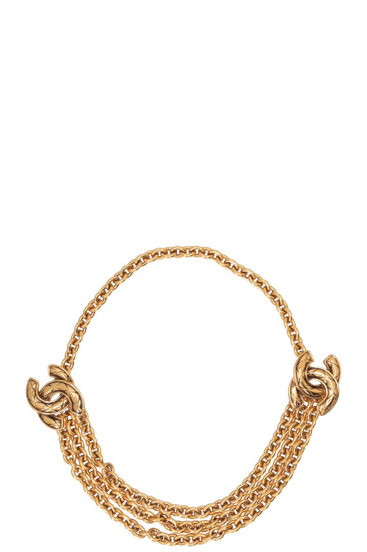 CHANEL 1980 Quilted CC Waist Belt Gold