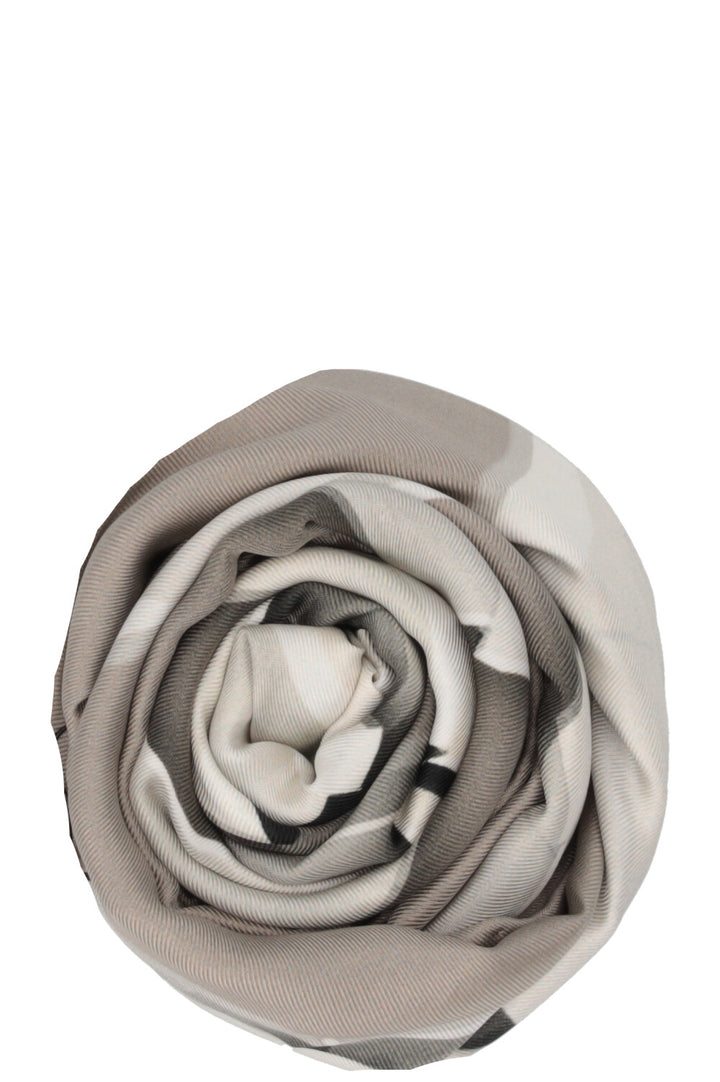 CHANEL Logo Splitted Scarf Silk Grey