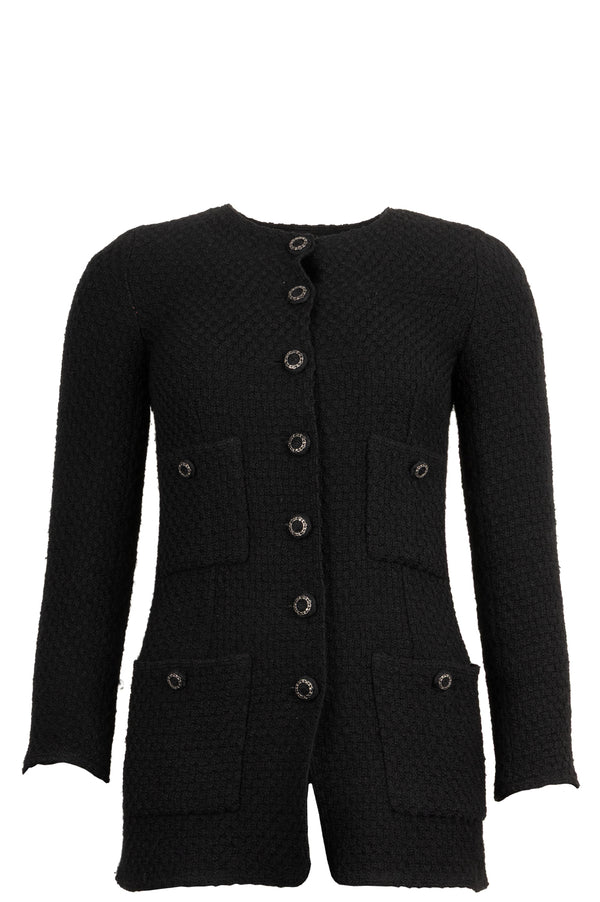 CHANEL Long Tweed Jacket Black