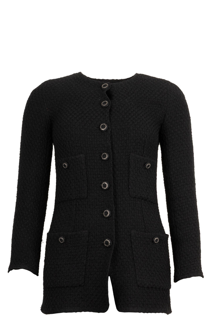 CHANEL Long Tweed Jacket Black