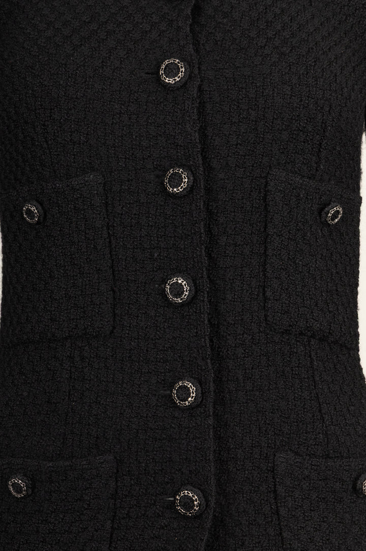 CHANEL Long Tweed Jacket Black