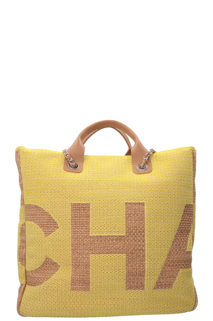 CHANEL Maxi Deauville Tote Bag Raffia Yellow