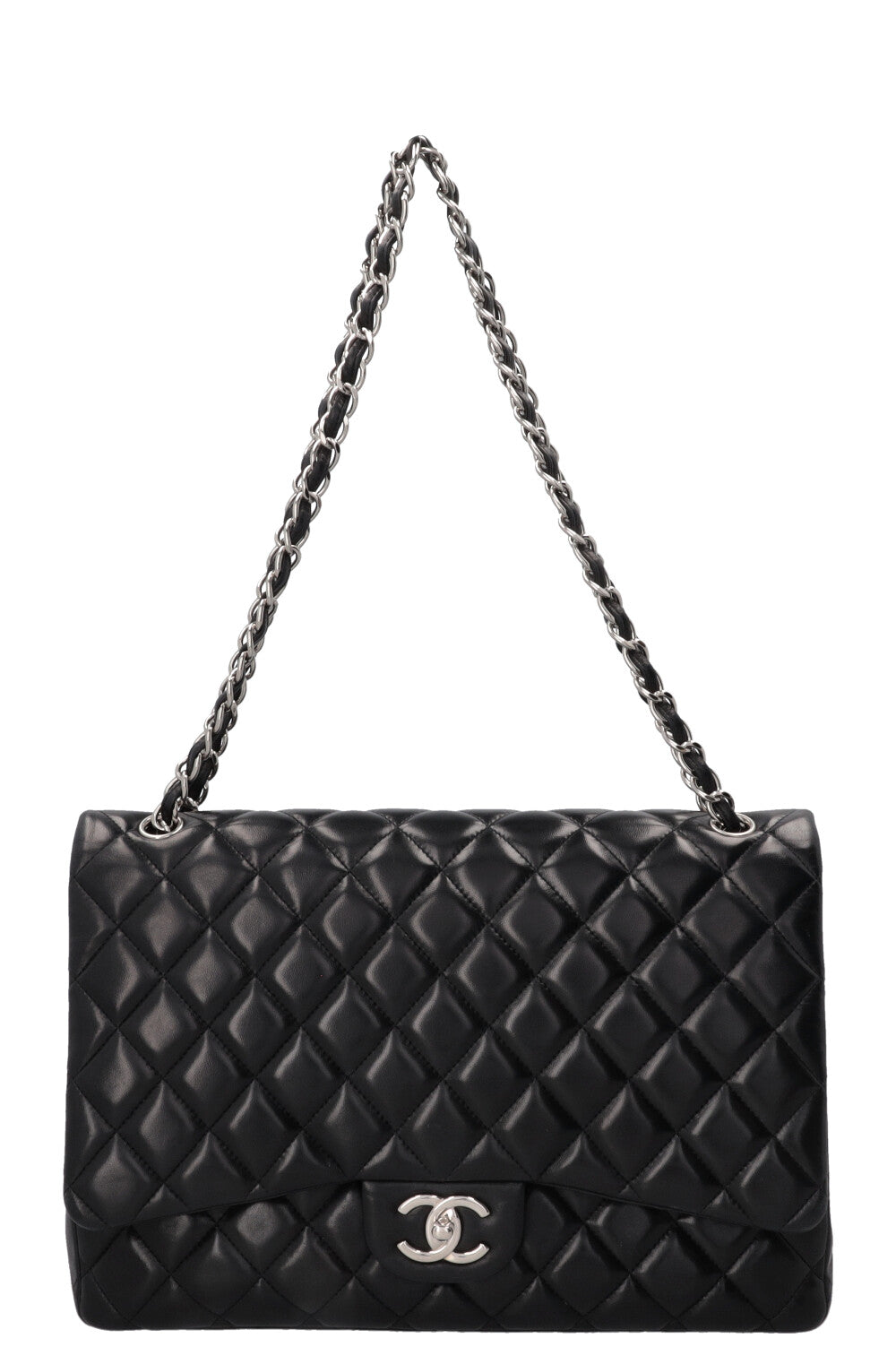 CHANEL Maxi Double Flap Bag Lambskin Black