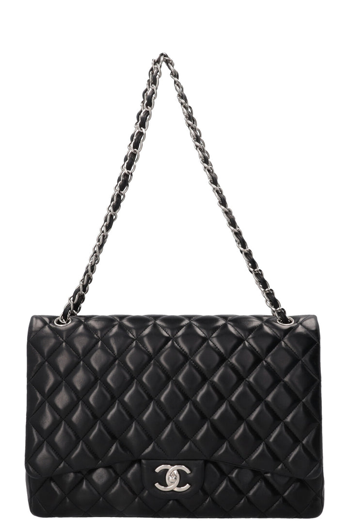 CHANEL Maxi Double Flap Bag Lambskin Black