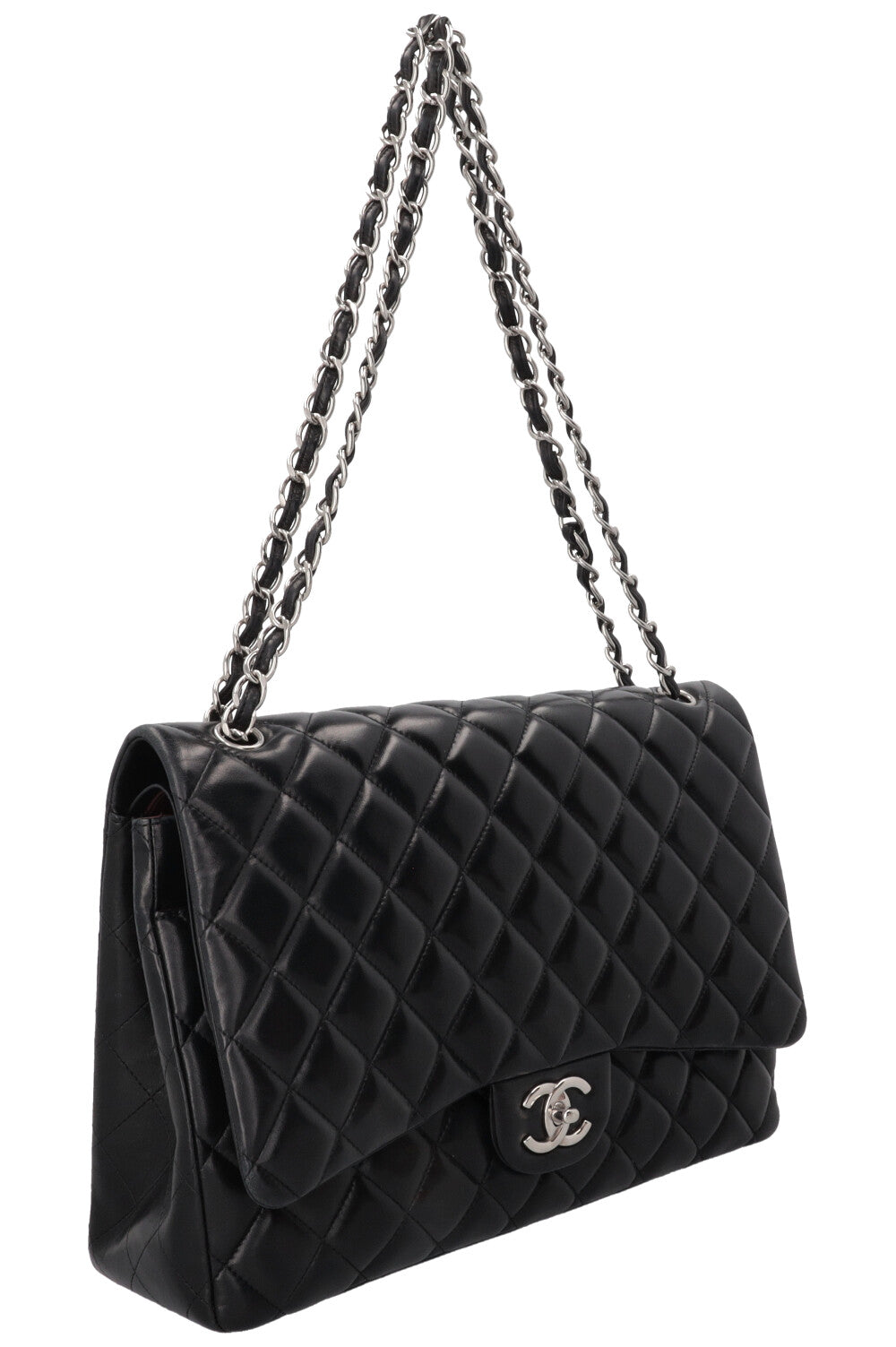CHANEL Maxi Double Flap Bag Lambskin Black