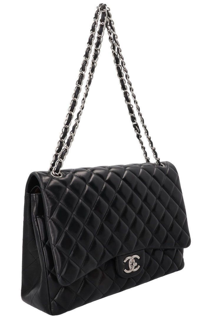 CHANEL Maxi Double Flap Bag Lambskin Black