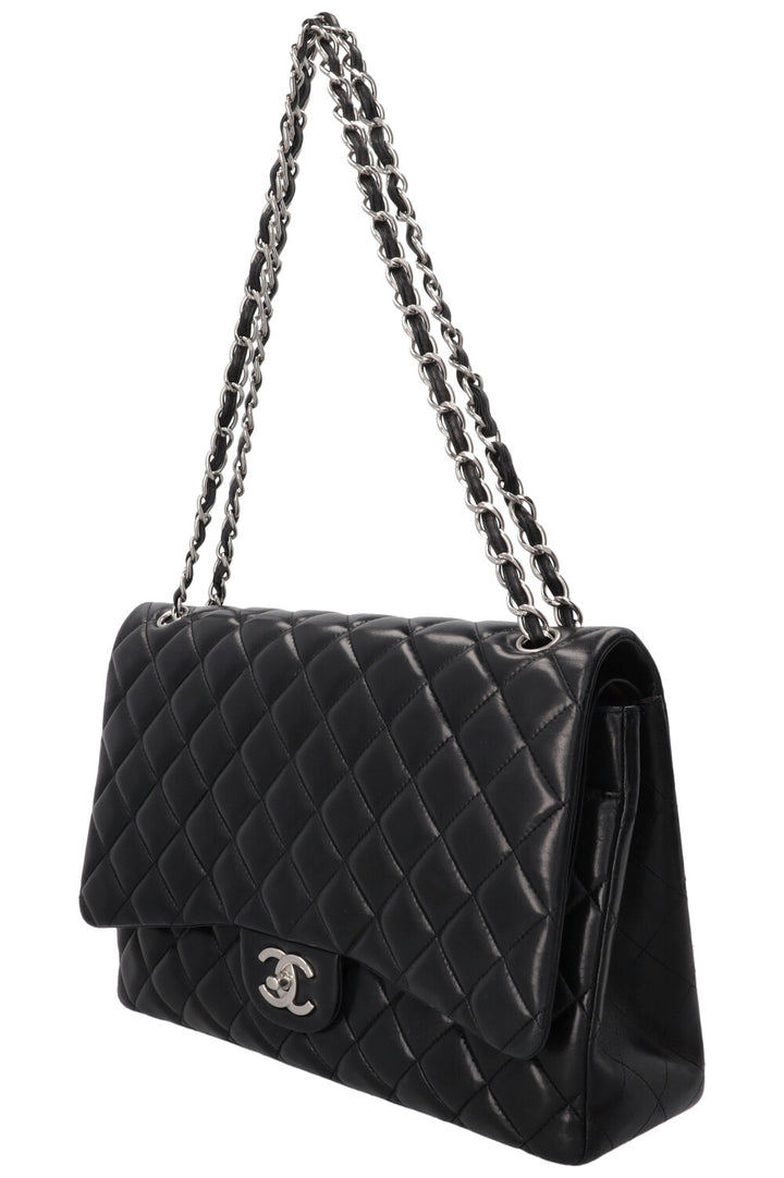 CHANEL Maxi Double Flap Bag Lambskin Black