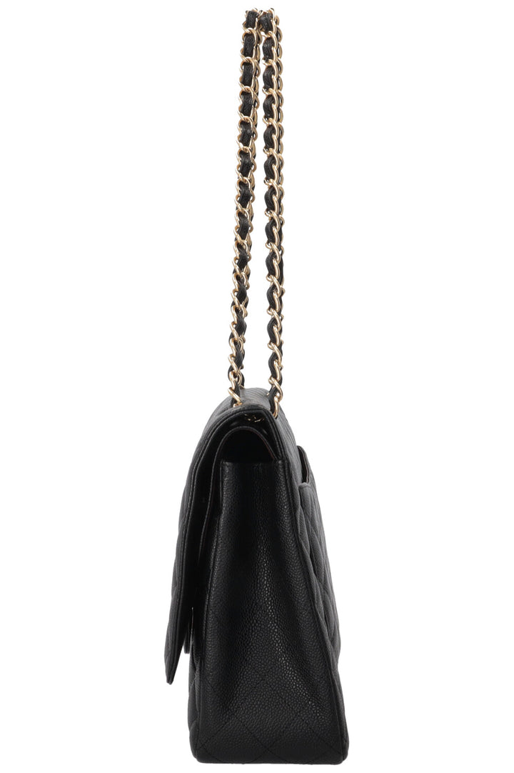 CHANEL Maxi Double Flap en cuir caviar noir
