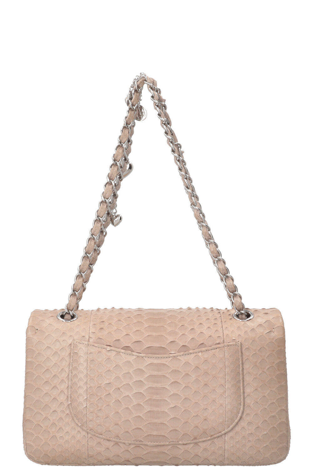 CHANEL Medium Charm Single Flap Python Beige
