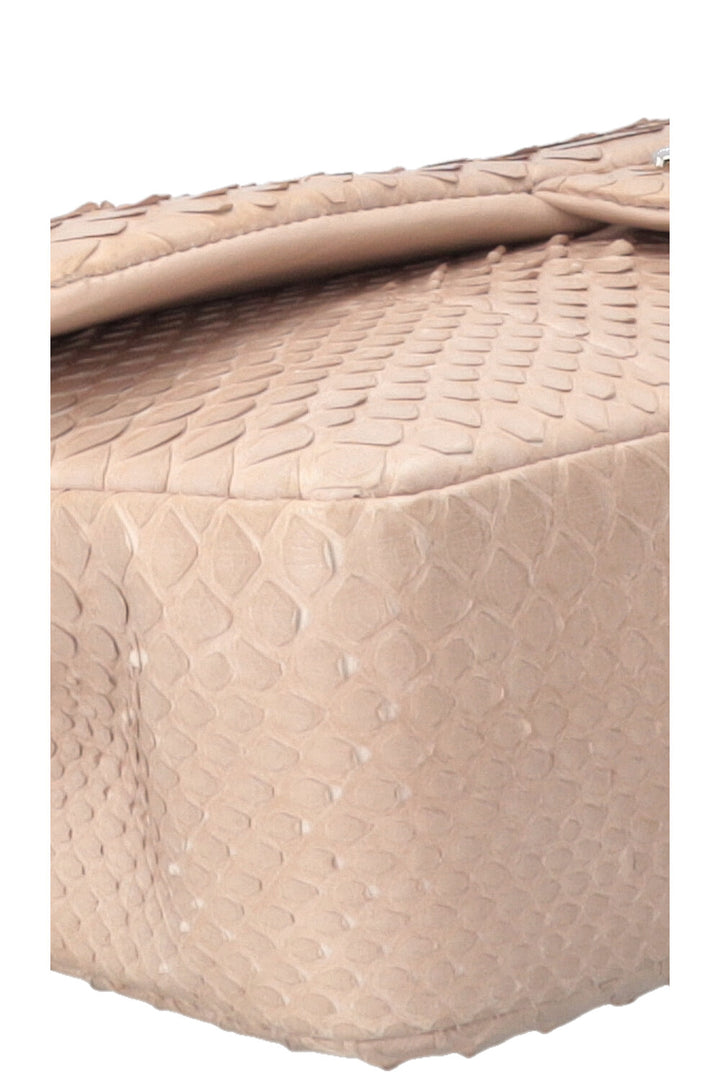 CHANEL Medium Charm Single Flap Python Beige