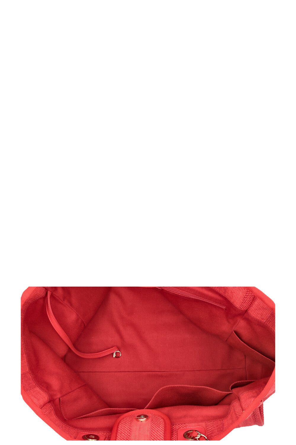 CHANEL Cabas Deauville moyen toile enduite rouge