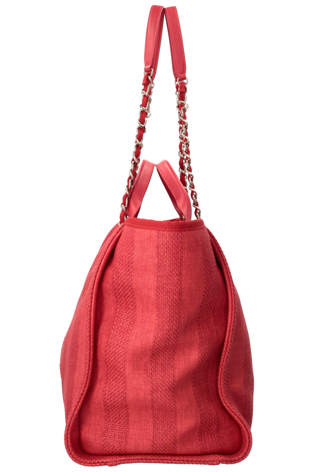 CHANEL Cabas Deauville moyen toile enduite rouge