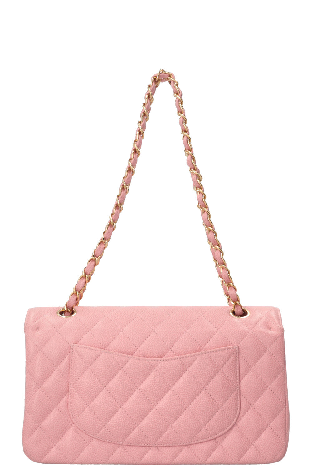 Sac à rabat doublé Chanel taille moyenne en cuir caviar rose
