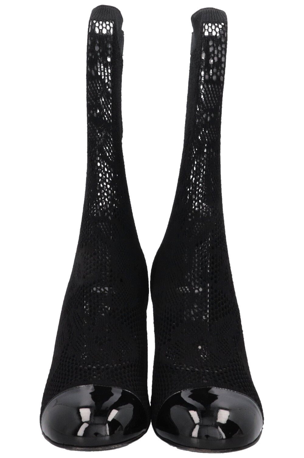 CHANEL Mesh Sock Boots Black
