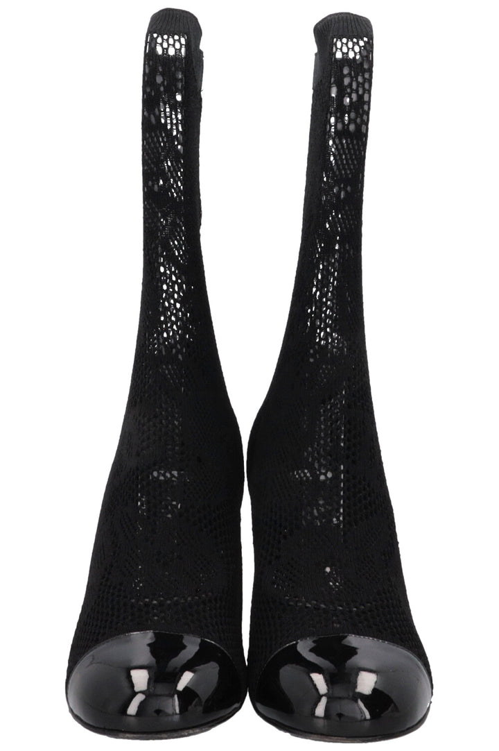 CHANEL Mesh Sock Boots Black