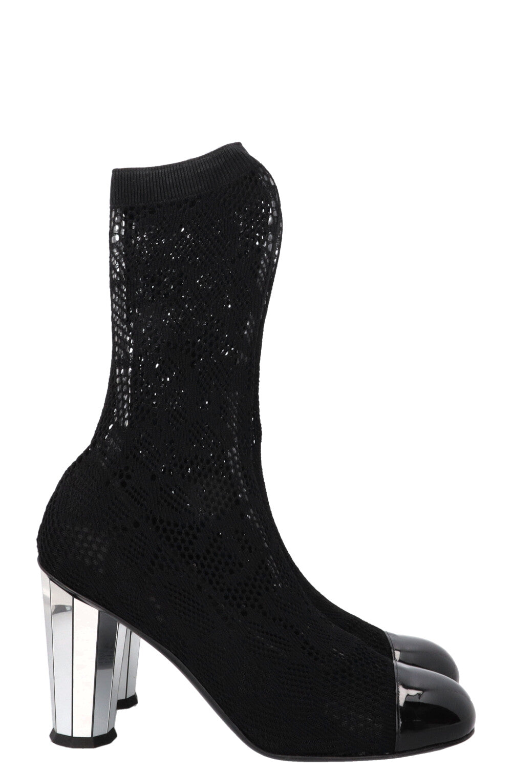 CHANEL Mesh Sock Boots Black