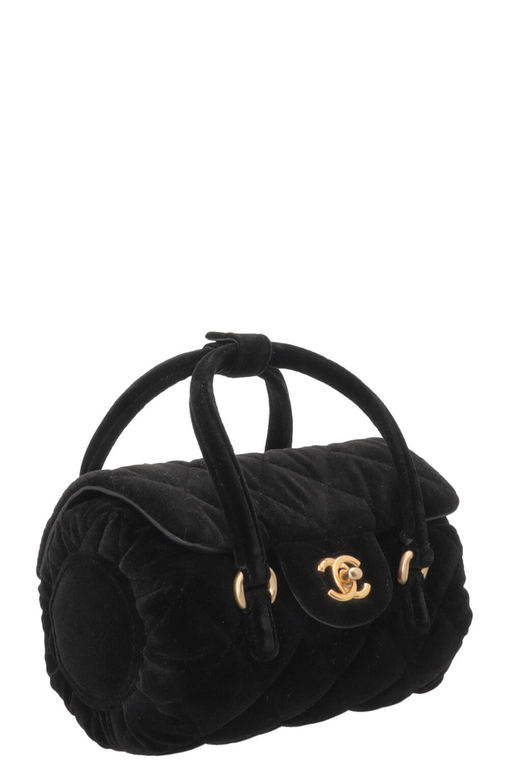 Sac Micro Bowling CHANEL en velours noir