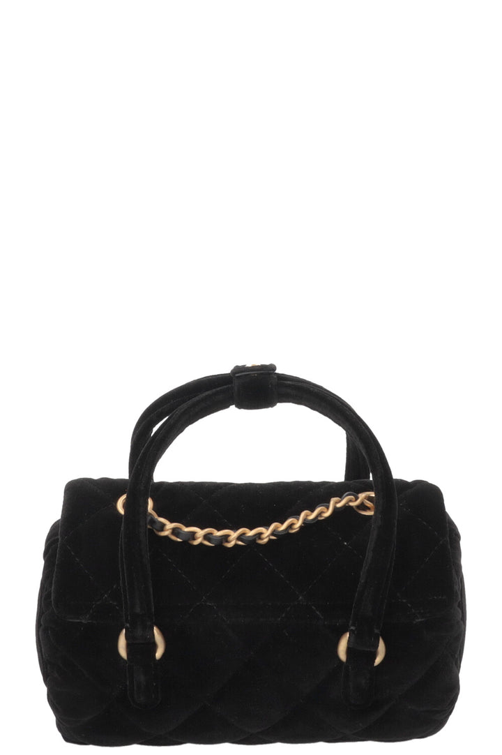 Sac Micro Bowling CHANEL en velours noir