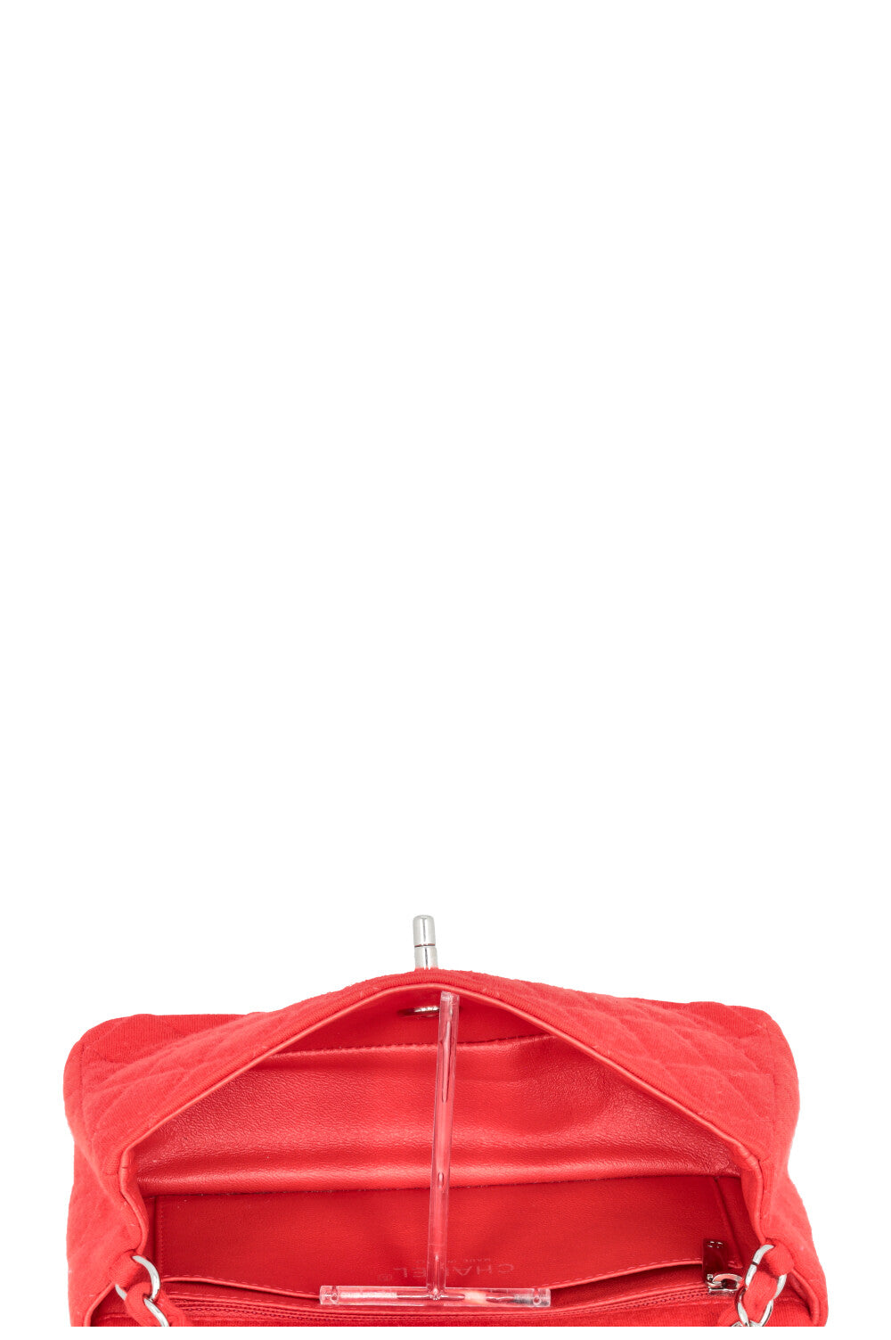 CHANEL Mini Rectangular Single Flap Bag Jersey Red