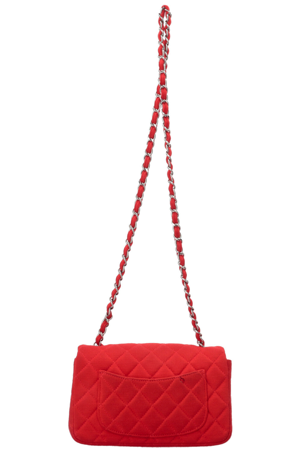 CHANEL Mini Rectangular Single Flap Bag Jersey Red