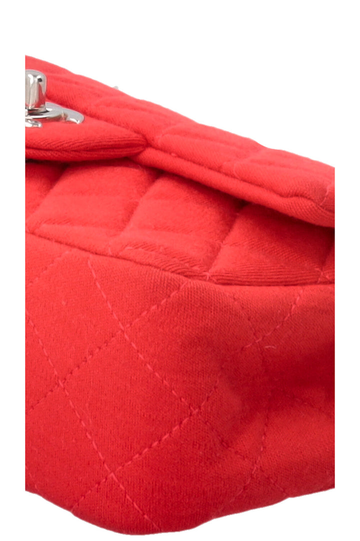 CHANEL Mini Rectangular Single Flap Bag Jersey Red