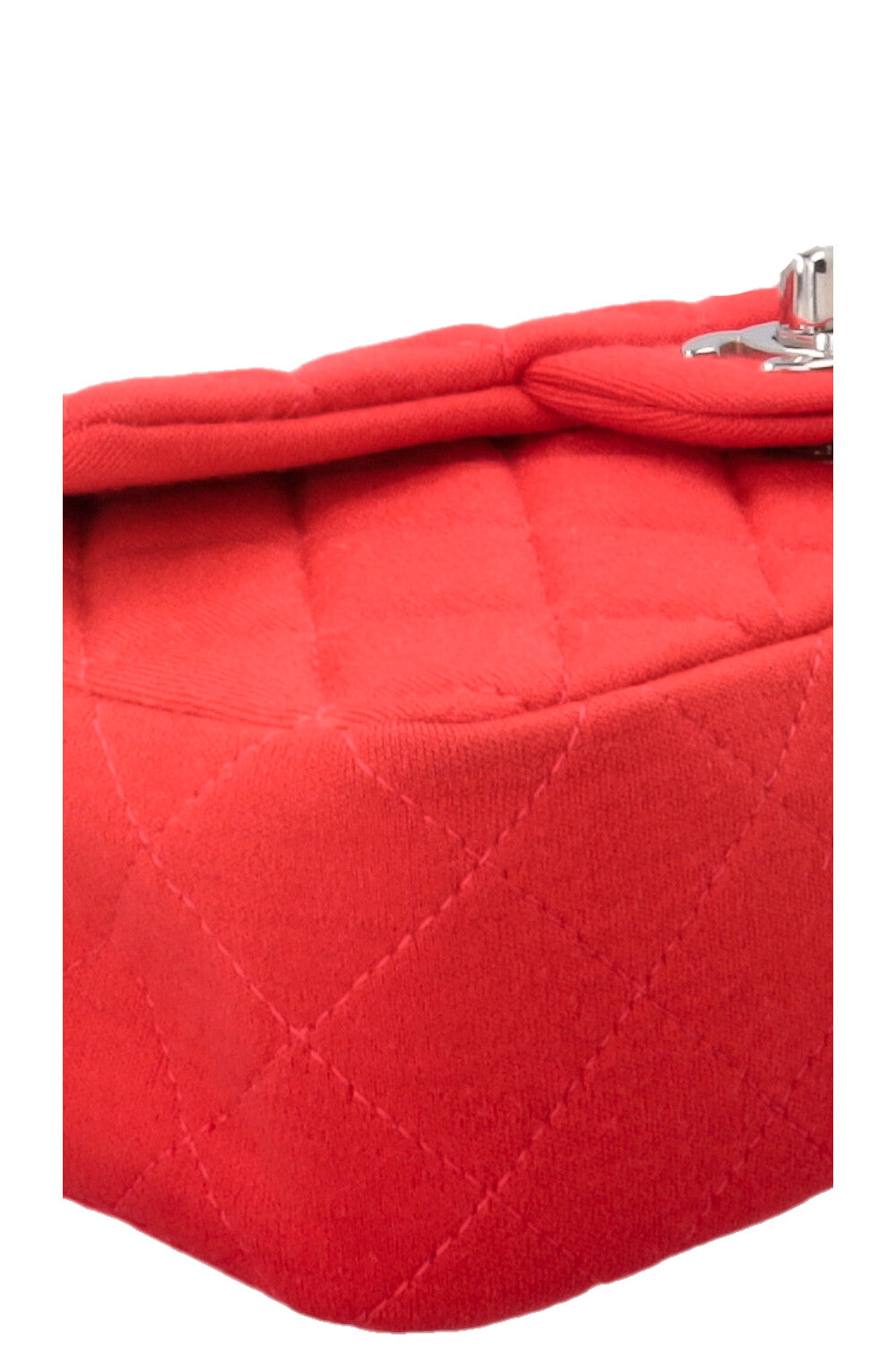 CHANEL Mini Rectangular Single Flap Bag Jersey Red