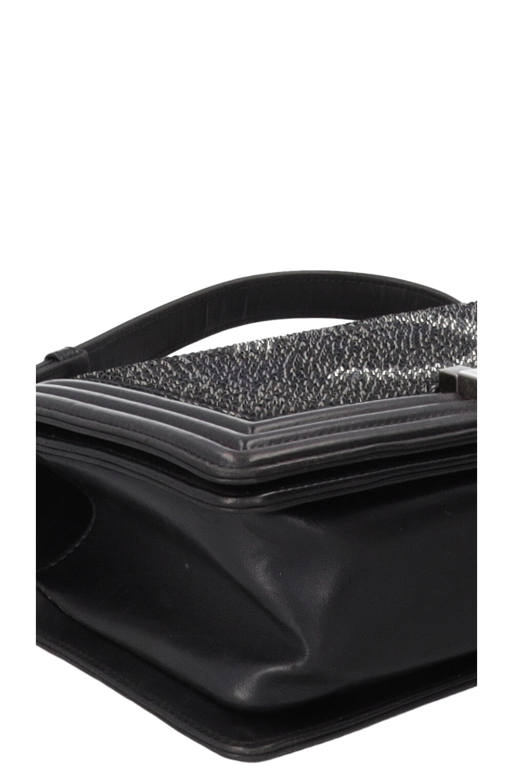 CHANEL Paris-Dallas Boy Bag Medium Leather Crystals Black Navy