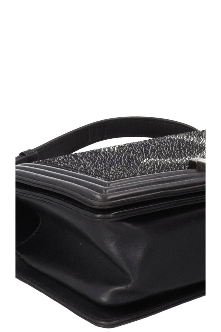 CHANEL Paris-Dallas Boy Bag Medium Leather Crystals Black Navy