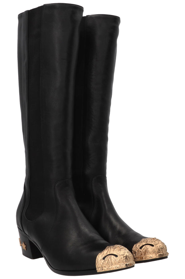 CHANEL Paris-Dallas High Boots Leather Black