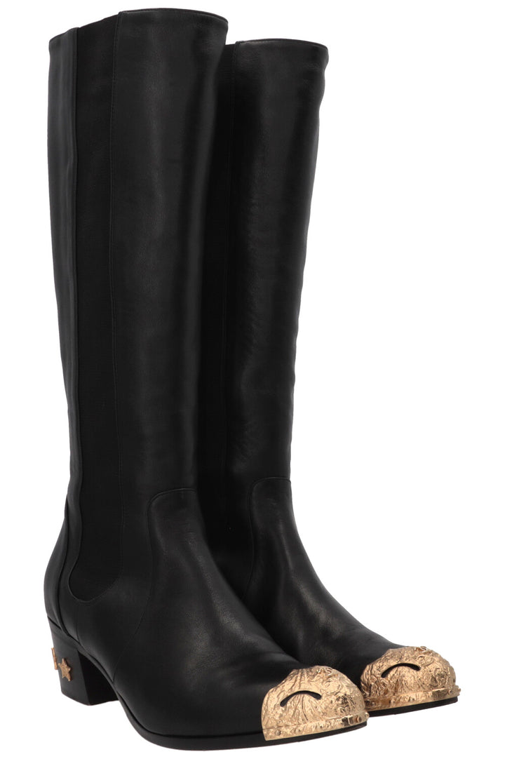 Bottes hautes en cuir noir CHANEL Paris-Dallas