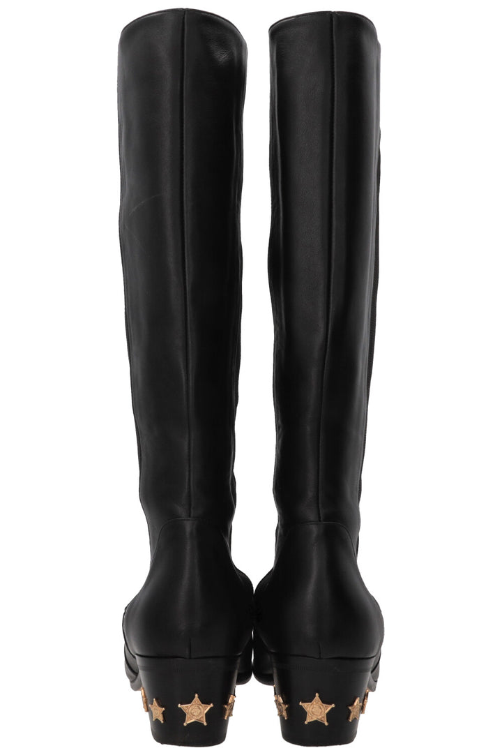 Bottes hautes en cuir noir CHANEL Paris-Dallas
