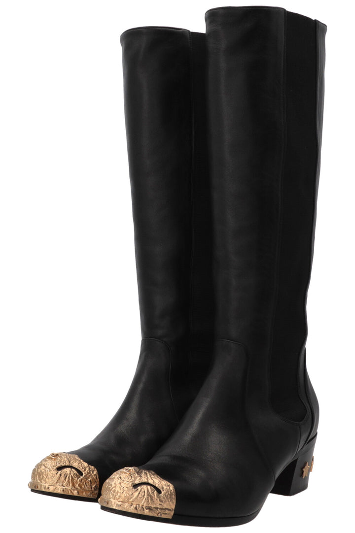 Bottes hautes en cuir noir CHANEL Paris-Dallas