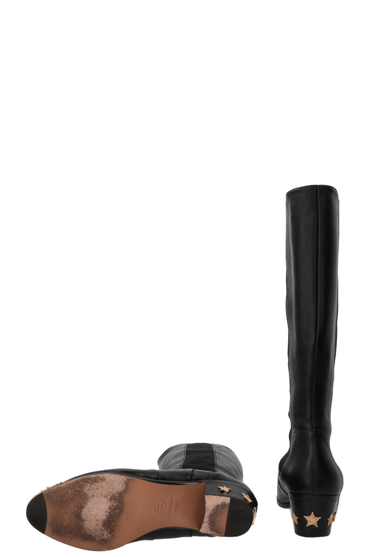 Bottes hautes en cuir noir CHANEL Paris-Dallas