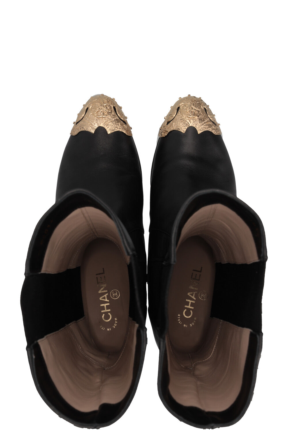 Bottes hautes en cuir noir CHANEL Paris-Dallas